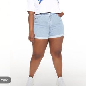 Roll Cuff Denim Mom Shorts